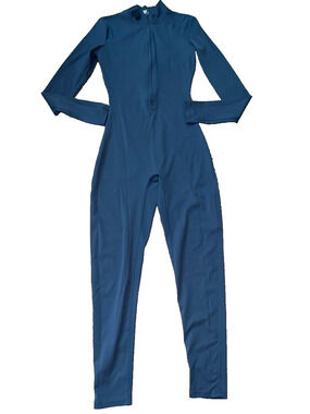 Long Sleeve Bodysuit Jumpsuit Zip Up Y2K Yoga babydoll Pants Size Small A010958